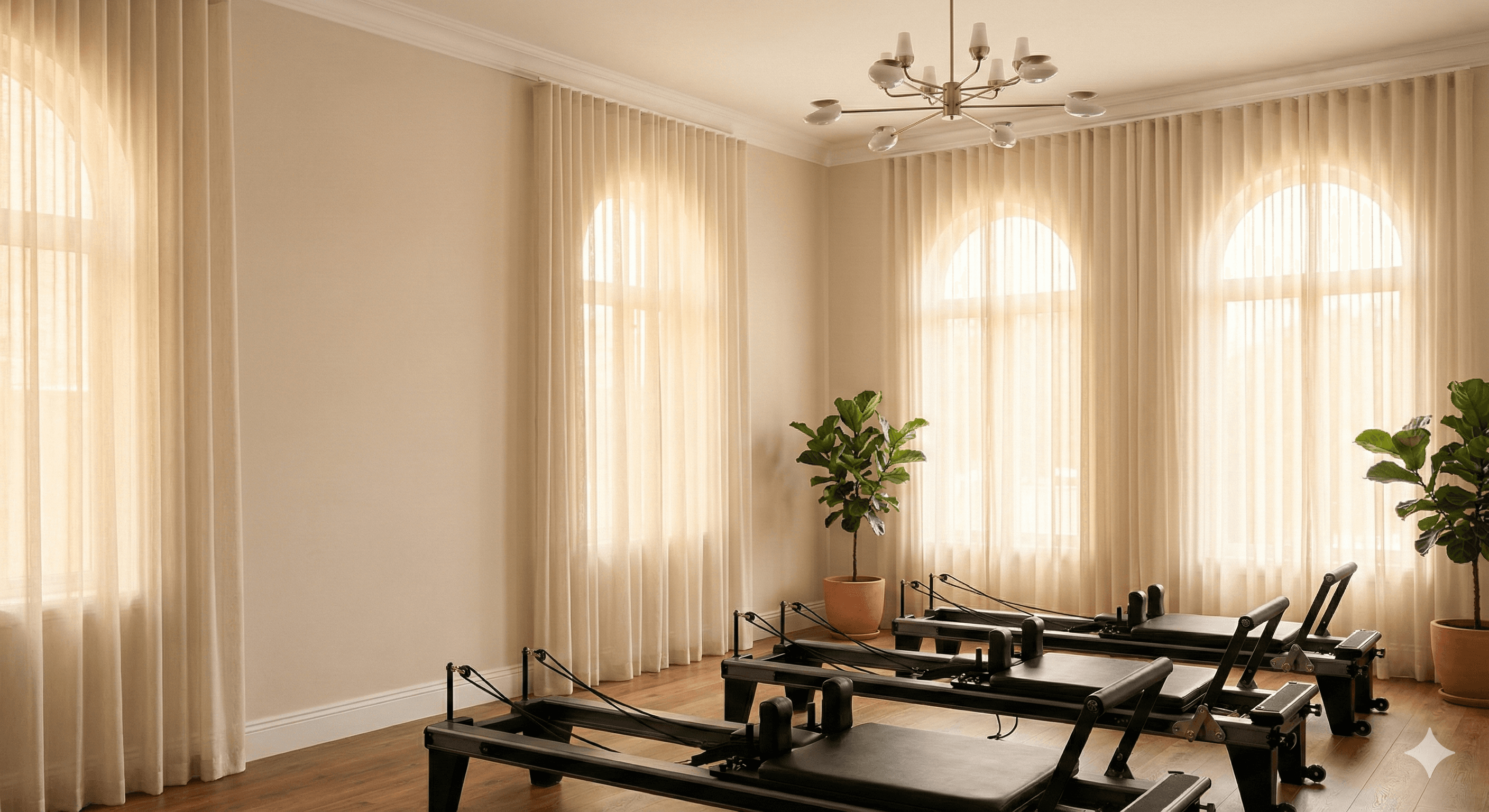 Reformer Pilates class at Skyline Pilates Tenterden — clients on Reformer machines guided by expert instructor